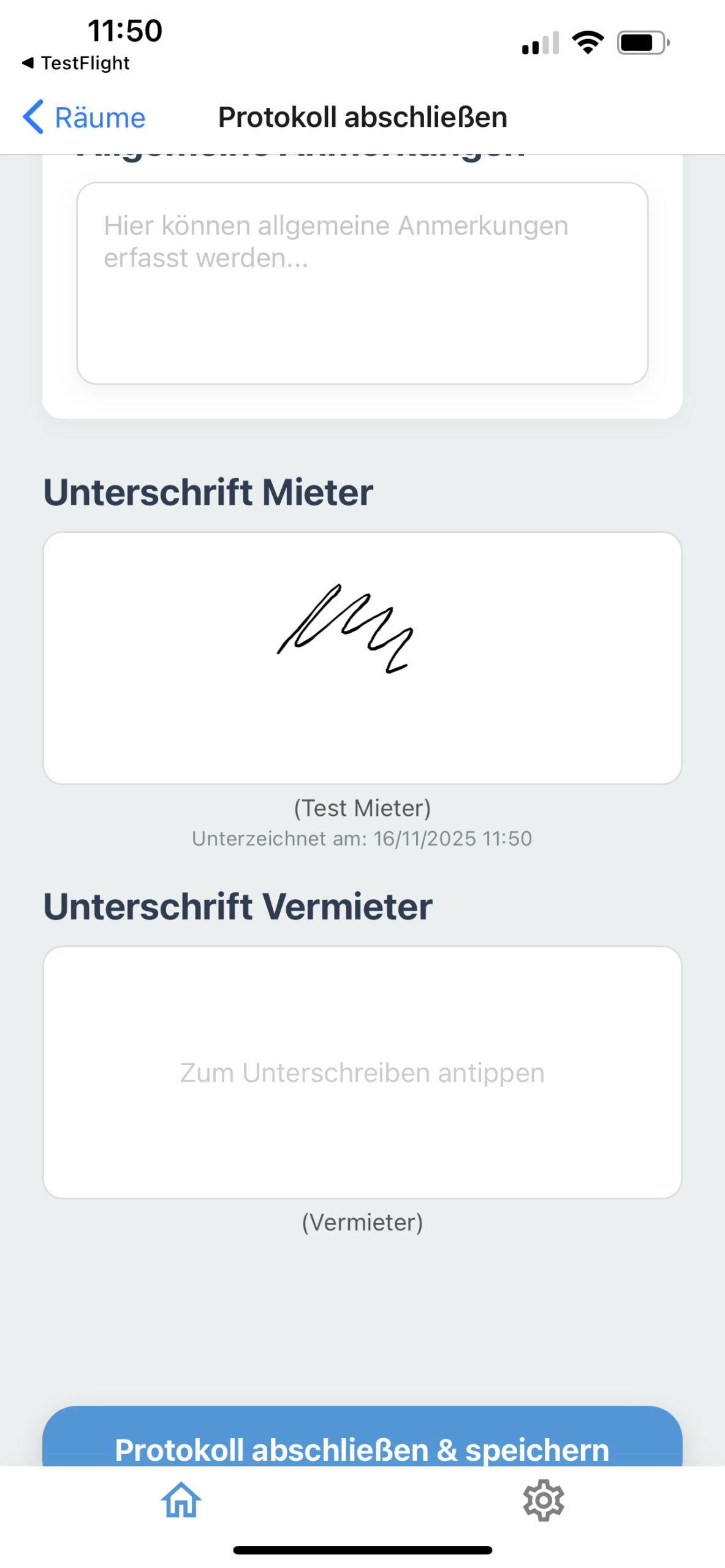 Zusammenfassung und Unterschrift